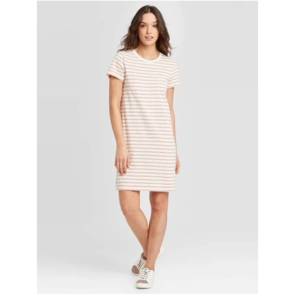 Universal Thread‎ Striped Tee Dress in Brown  and Tan Size L